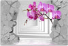 Quadro-su-tela,-Orchidea-su-uno-sfondo-3D-astratto