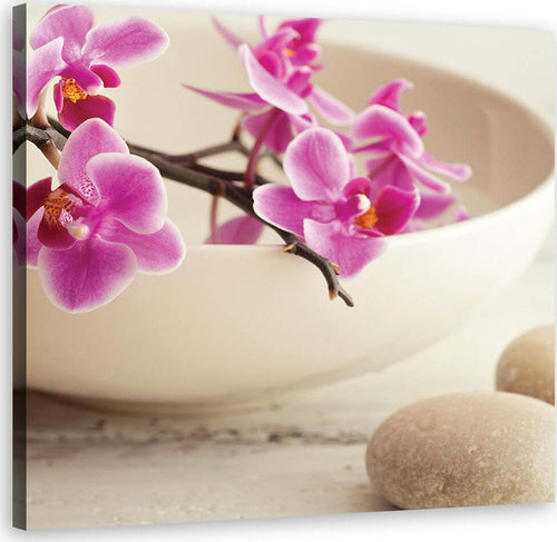 Quadro-su-tela,-Orchidee-rosa-nel-piatto