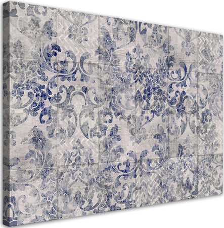 Quadro-su-tela,-Ornamento-blu-su-piastrelle-portoghesi