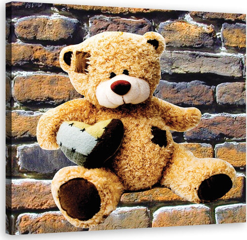 Quadro-su-tela,-Orsacchiotto-con-un-cuore