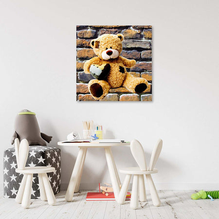 Quadro-su-tela,-Orsacchiotto-con-un-cuore