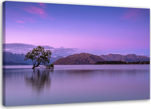 Quadro-su-tela,-Paesaggio-albero-viola