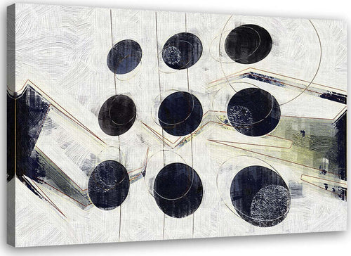 Quadro-su-tela,-Palle-astratte-in-bianco-e-nero