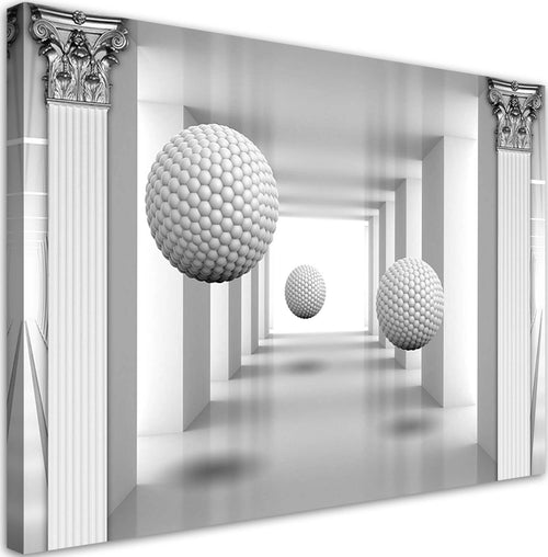 Quadro-su-tela,-Palle-nel-tunnel-di-geometria-3D
