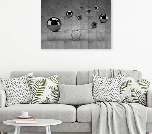 Quadro-su-tela,-Palline-3d-d'argento