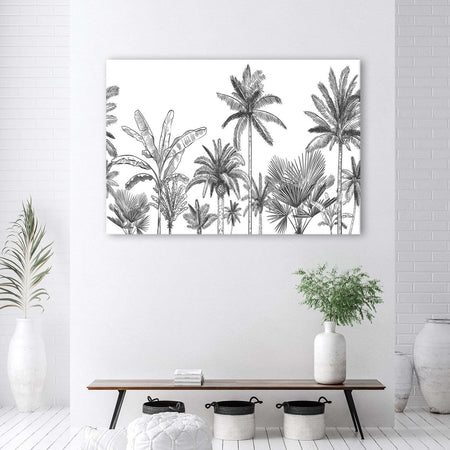 Quadro-su-tela,-Palme-in-bianco-e-nero