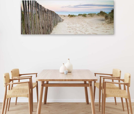Quadro-su-tela,-Panorama-del-tramonto-sulla-spiaggia