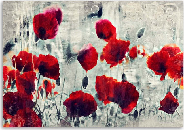 Quadro-su-tela,-Papaveri-rossi-dipinti