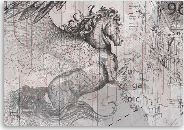 Quadro-su-tela,-Pegas-Horse-Abstraction