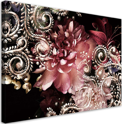 Quadro-su-tela,-Peonia-e-giglio