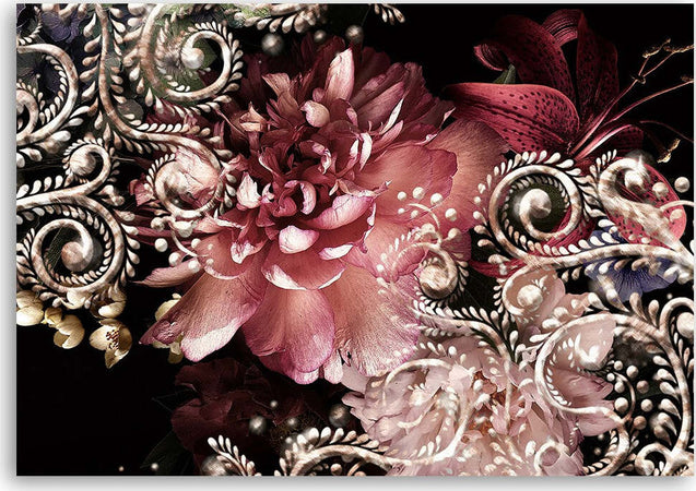 Quadro-su-tela,-Peonia-e-giglio