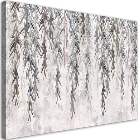 Quadro-su-tela,-Piante-tropicali-in-grigio-su-cemento