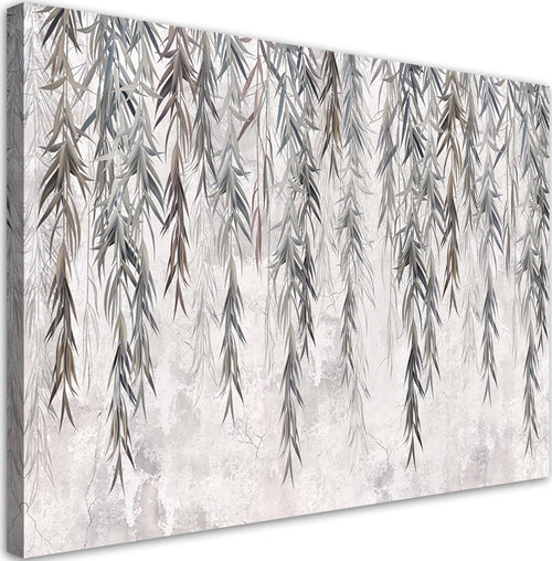 Quadro-su-tela,-Piante-tropicali-in-grigio-su-cemento