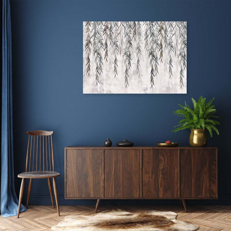 Quadro-su-tela,-Piante-tropicali-in-grigio-su-cemento