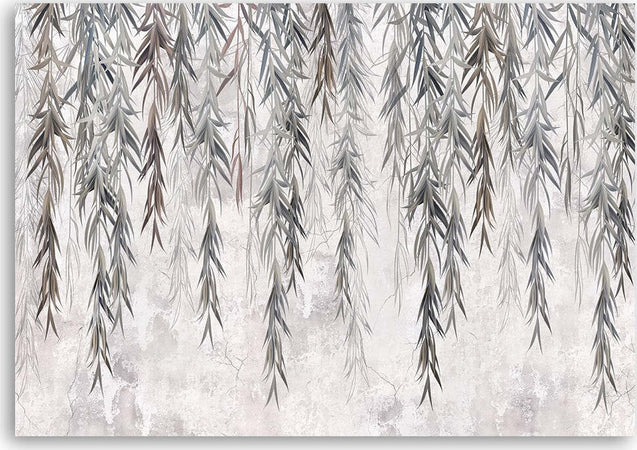 Quadro-su-tela,-Piante-tropicali-in-grigio-su-cemento