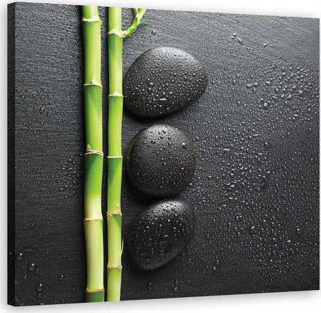 Quadro-su-tela,-Pietre-di-bambù-e-zen