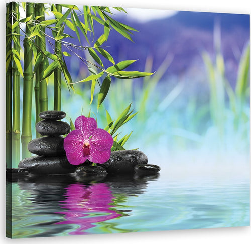Quadro-su-tela,-Pietre-sull'acqua-zen