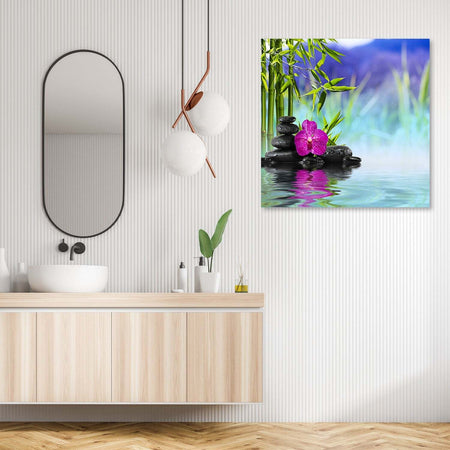 Quadro-su-tela,-Pietre-sull'acqua-zen