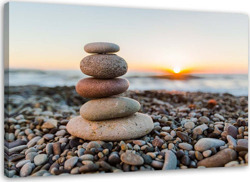 Quadro-su-tela,-Pietre-Zen-Beach-marrone