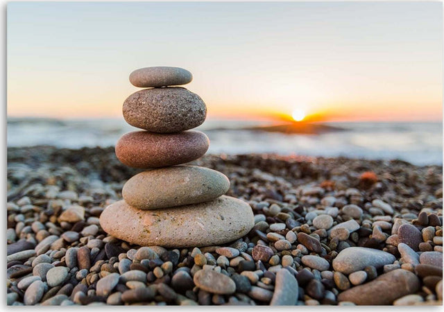 Quadro-su-tela,-Pietre-Zen-Beach-marrone