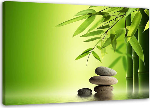 Quadro-su-tela-Pietre-Zen-di-bambù