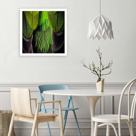Quadro-su-tela,-Piuma-d'uccello-verde
