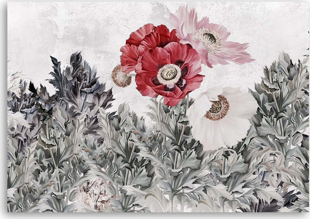 Quadro-su-tela,-Poppie-rosse-dipinte-in-giardino