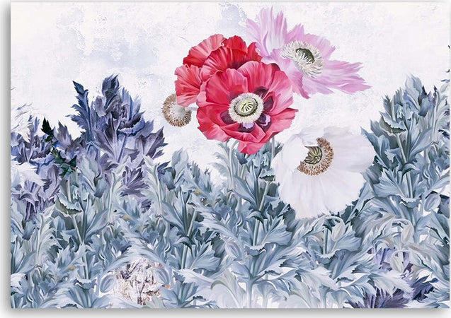 Quadro-su-tela,-Poppies-dipinti-in-giardino
