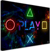Quadro-su-tela,-Riproduci-iscrizione-e-pulsanti-per-il-controller