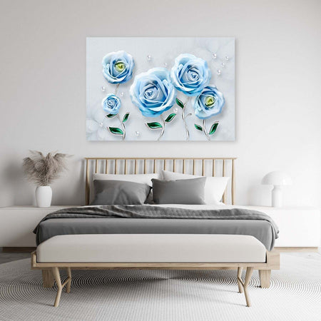 Quadro-su-tela,-Rose-3D-blu