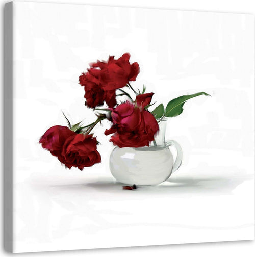Quadro-su-tela,-Rose-rosse-in-un-vaso