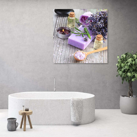 Quadro-su-tela,-Sapone-viola-zen-spa