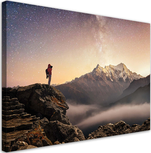 Quadro-su-tela,-Scalare-le-stelle-delle-montagne-del-cielo