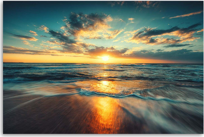 Quadro-su-tela,-Sea-Sunset-Beach