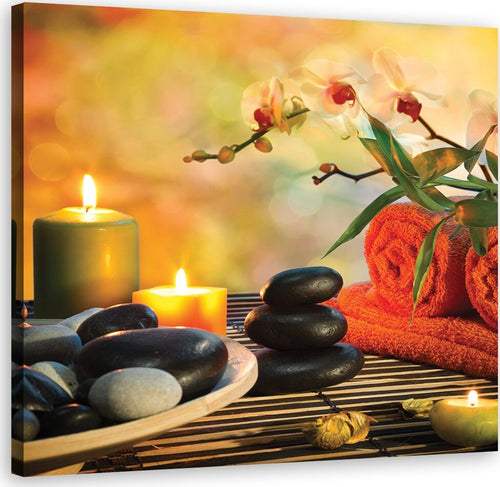 Quadro-su-tela,-Spa-set-zen-pietre