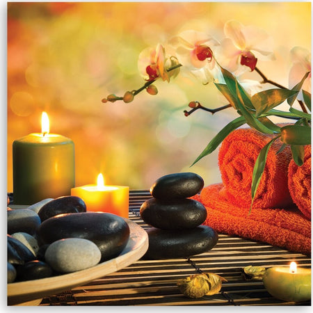 Quadro-su-tela,-Spa-set-zen-pietre