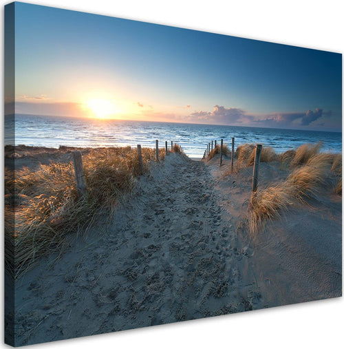 Quadro-su-tela,-Spiaggia-Mare-Sabbia-Tramonto