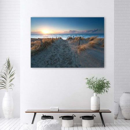 Quadro-su-tela,-Spiaggia-Mare-Sabbia-Tramonto