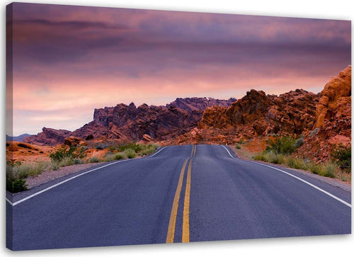 Quadro-su-tela,-Strada-ROUTE-66-USA