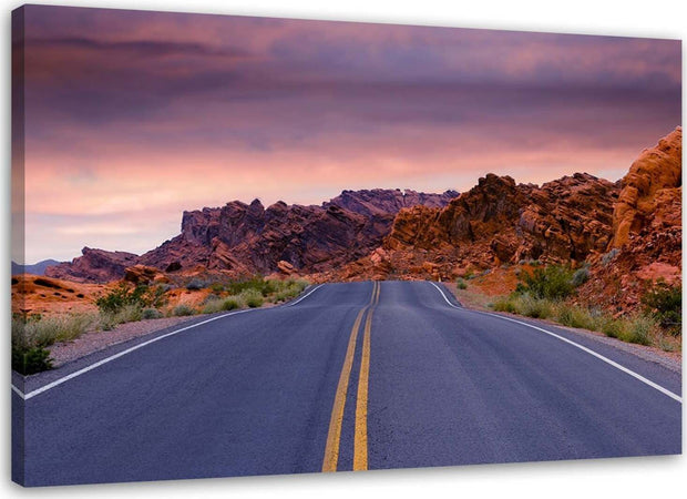 Quadro-su-tela,-Strada-ROUTE-66-USA