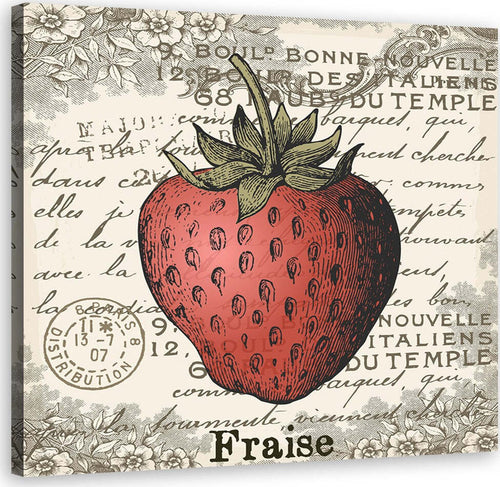 Quadro-su-tela,-Strawberry-Vintage
