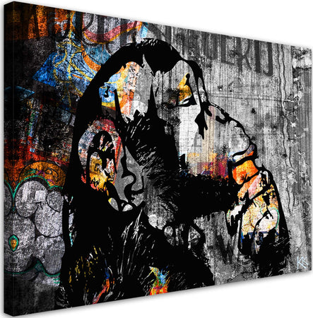 Quadro-su-tela,-Street-Art-Banky-Monkey-Abstraction