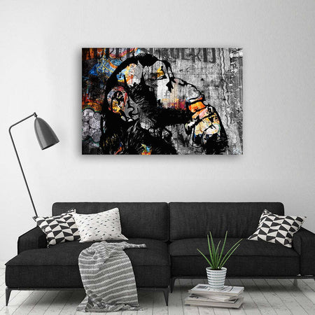 Quadro-su-tela,-Street-Art-Banky-Monkey-Abstraction