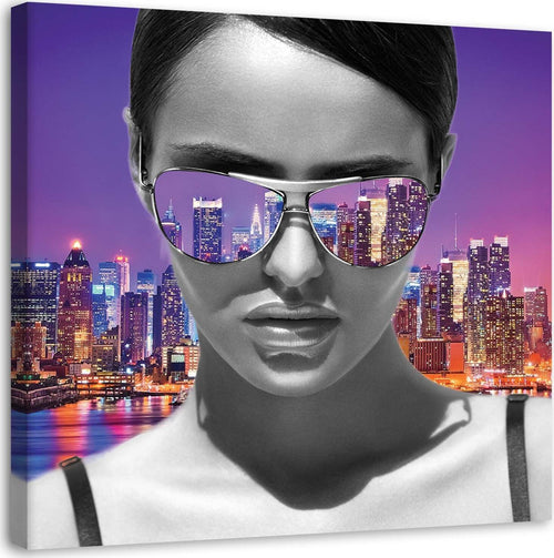 Quadro-su-tela,-Tela,-Pop-Art-Donna-a-New-York