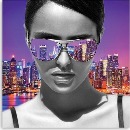 Quadro-su-tela,-Tela,-Pop-Art-Donna-a-New-York