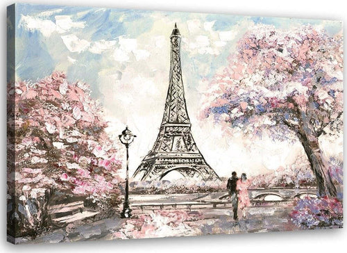 Quadro-su-tela,-Torre-Eiffel-di-Parigi-rosa-come-dipinto