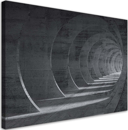 Quadro-su-tela,-Tunnel-3D-grigio