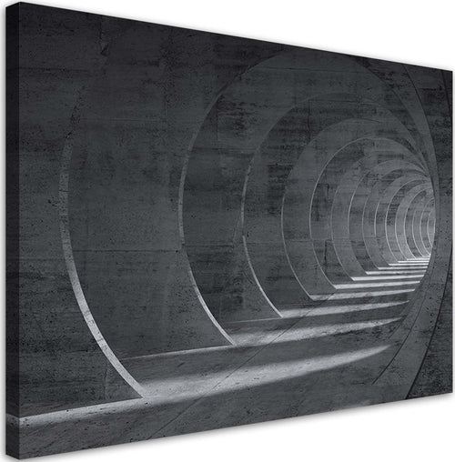 Quadro-su-tela,-Tunnel-3D-grigio