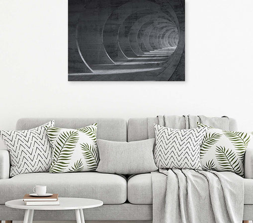 Quadro-su-tela,-Tunnel-3D-grigio