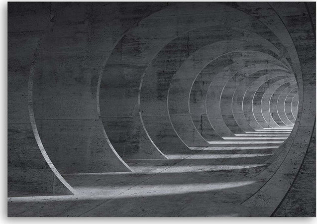 Quadro-su-tela,-Tunnel-3D-grigio